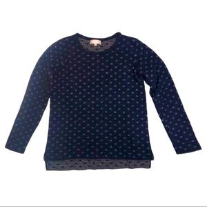 Cashmere Wool Navy & Grey Polka Dot Cozy Knit Sweater Size S